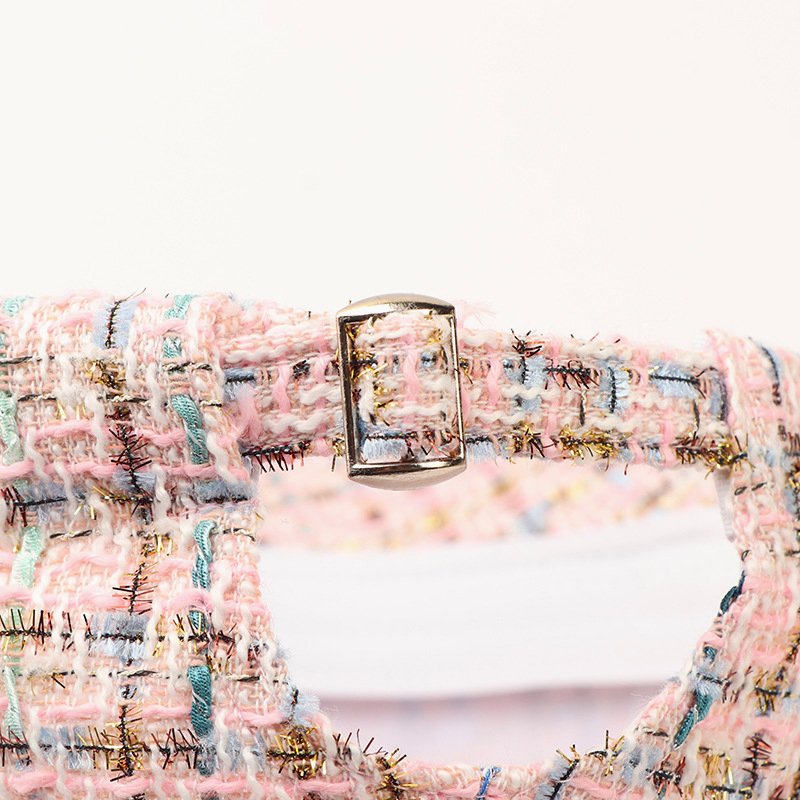 Textured Tweed Check Baseball Cap - Pink - 2