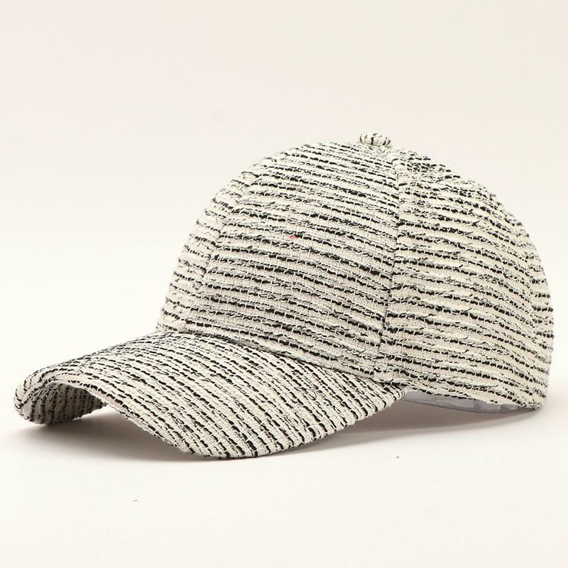 Textured Tweed Check Baseball Cap - SBeige