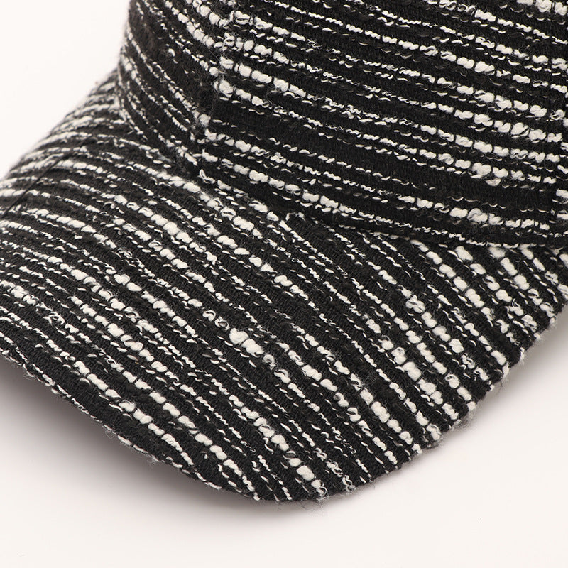 Textured Tweed Check Baseball Cap - SBlack - 1