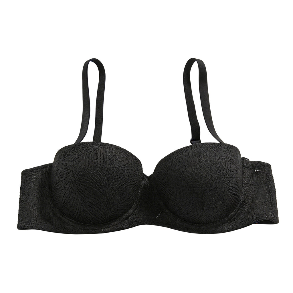 Textured Lace Underwire Push Up Balconette Bra