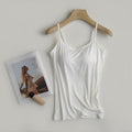 Adjustable Strap Modal Cami With Bra - White