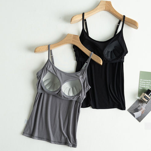 Adjustable Strap Modal Cami With Bra