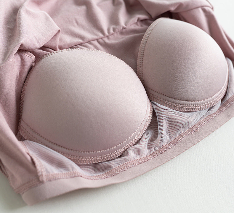 Adjustable Strap Modal Cami With Bra - pink - 2