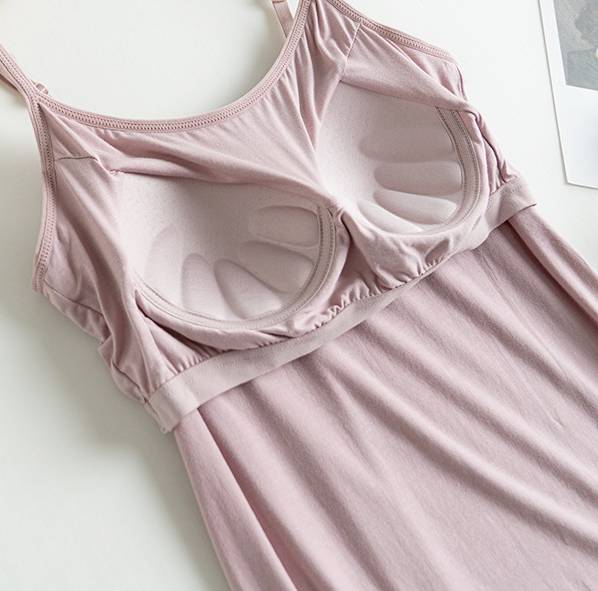 Adjustable Strap Modal Cami With Bra - pink - 4