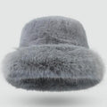 Fluffy Plush Winter Bucket Hat - Gray