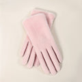 Soft Plush Winter Gloves With Folded Cuff - Pink