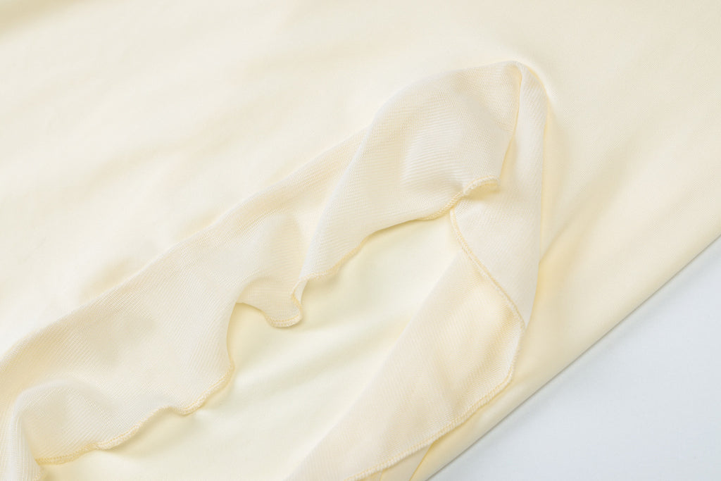 Halter Neck Ruffle Slit Maxi Dress - cream - 6