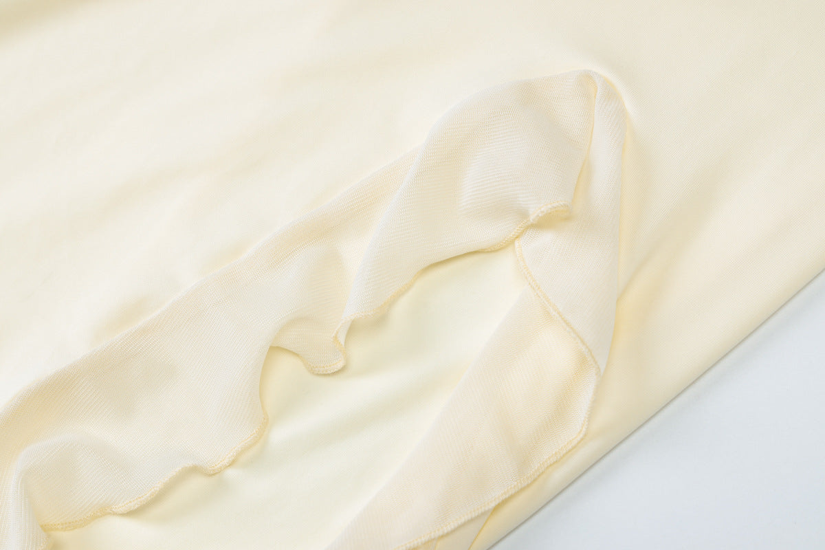 Halter Neck Ruffle Slit Maxi Dress - cream - 6