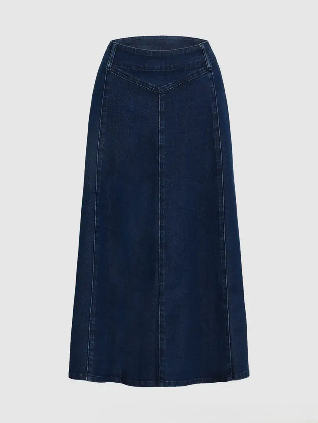 Panel Seam Flared Denim Midi Skirt - view 1