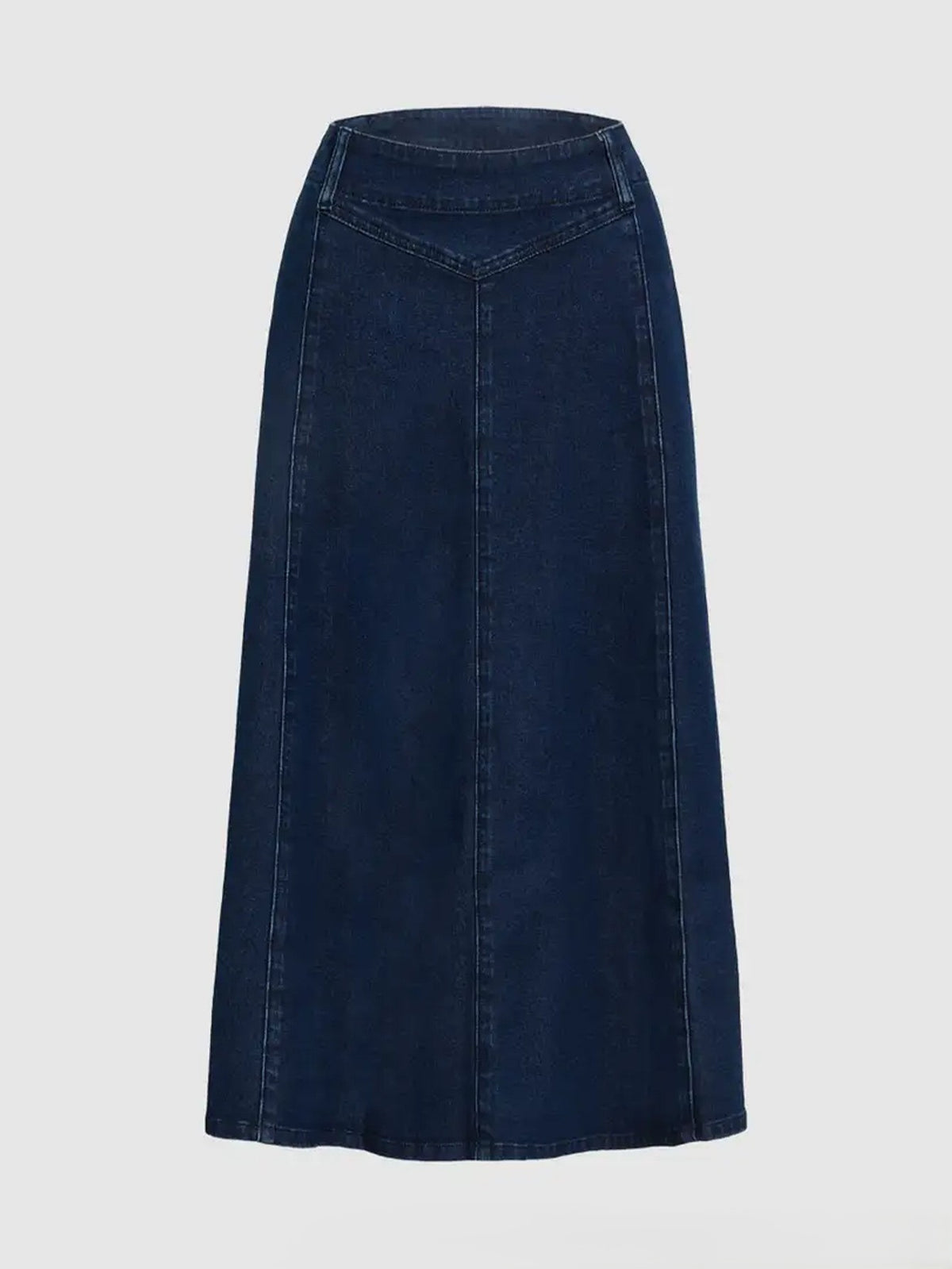 Panel Seam Flared Denim Midi Skirt - view 1