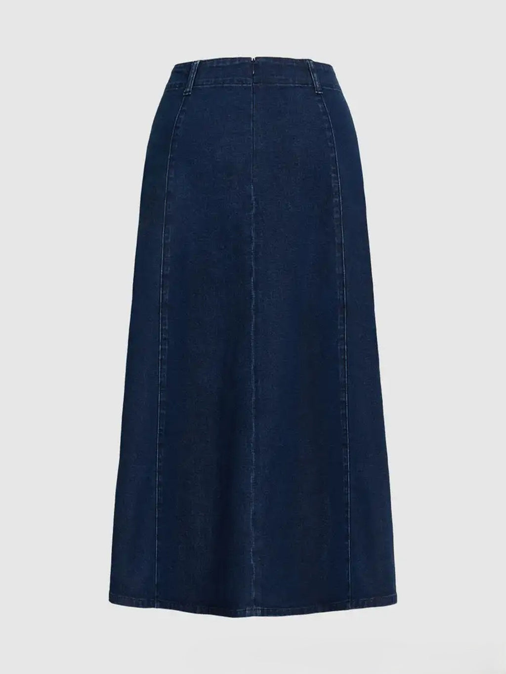 Panel Seam Flared Denim Midi Skirt - view 2