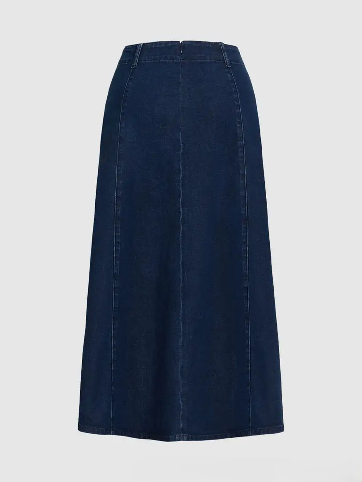 Panel Seam Flared Denim Midi Skirt - view 2