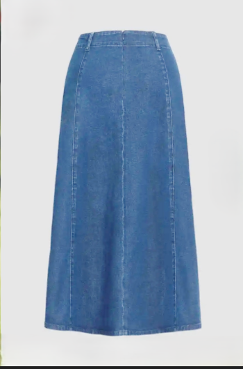 Panel Seam Flared Denim Midi Skirt - view 3