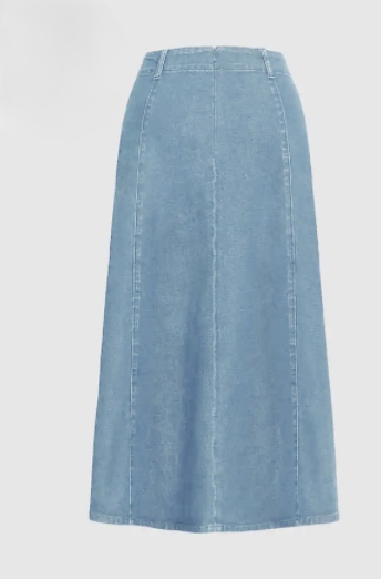 Panel Seam Flared Denim Midi Skirt - view 4
