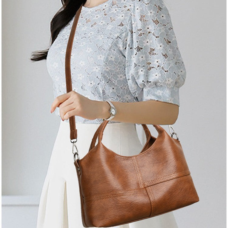 Vintage Patchwork Top Handle Bag with Crossbody Strap