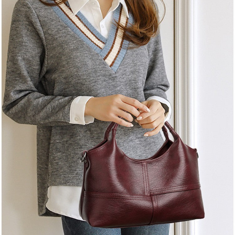 Vintage Patchwork Top Handle Bag with Crossbody Strap