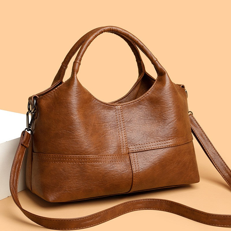 Vintage Patchwork Top Handle Bag with Crossbody Strap