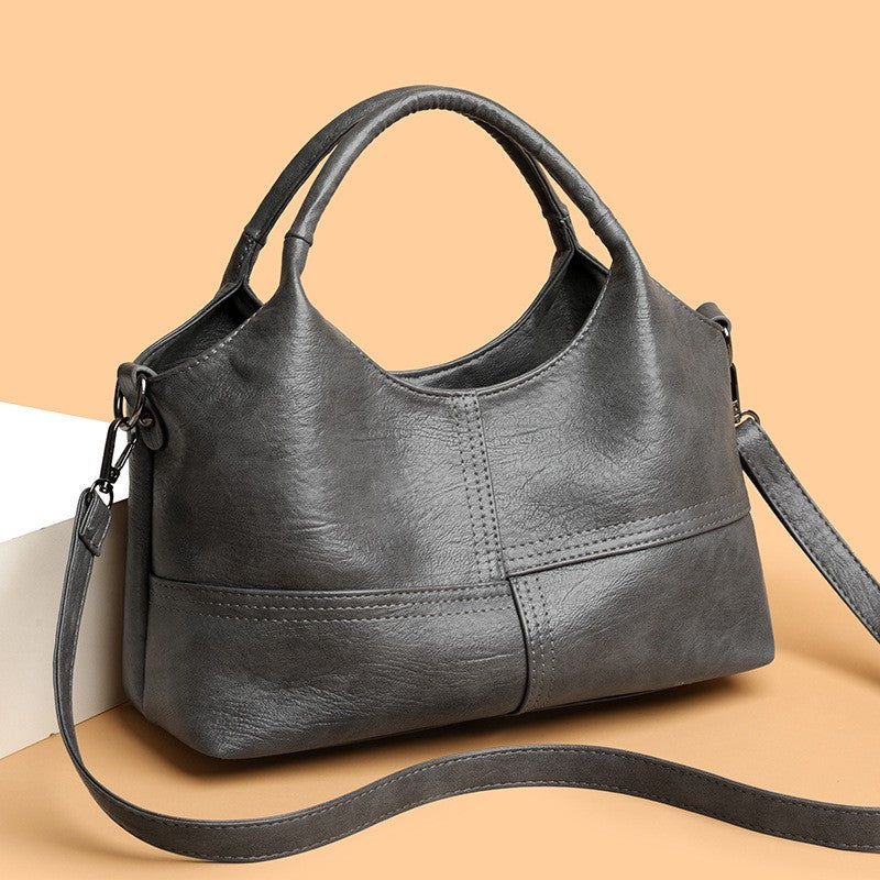 Vintage Patchwork Top Handle Bag with Crossbody Strap