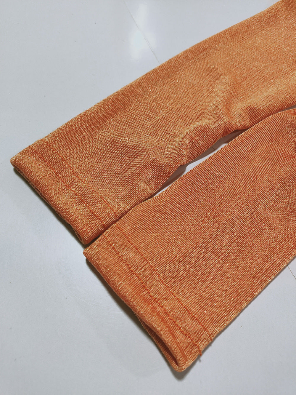 Ruched Front Cropped Button Down Shirt - Orange - 2