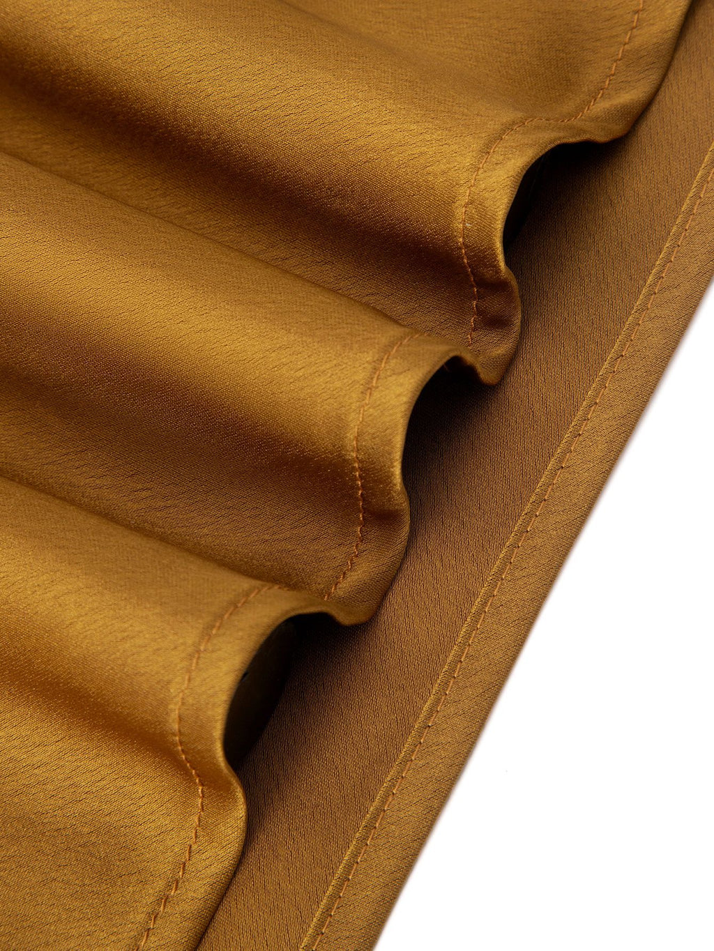 Satin High Waist Slit Mini Skirt - Gold - 3