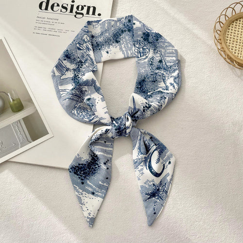 Alphabet Toile Print Skinny Twilly Scarf - Letter_C