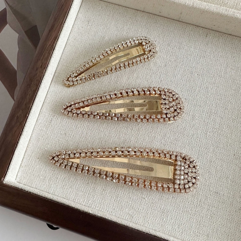 Rhinestone Teardrop Snap Hair Clips - view 2