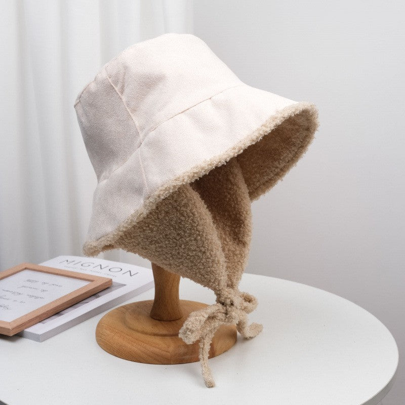 Faux Suede Sherpa Lined Earflap Bucket Hat