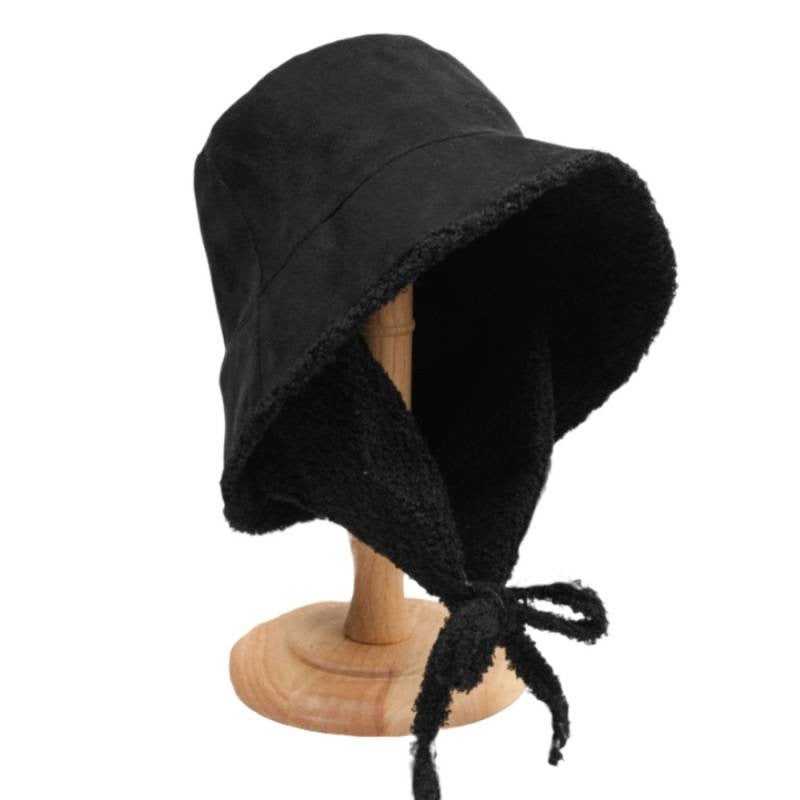 Faux Suede Sherpa Lined Earflap Bucket Hat