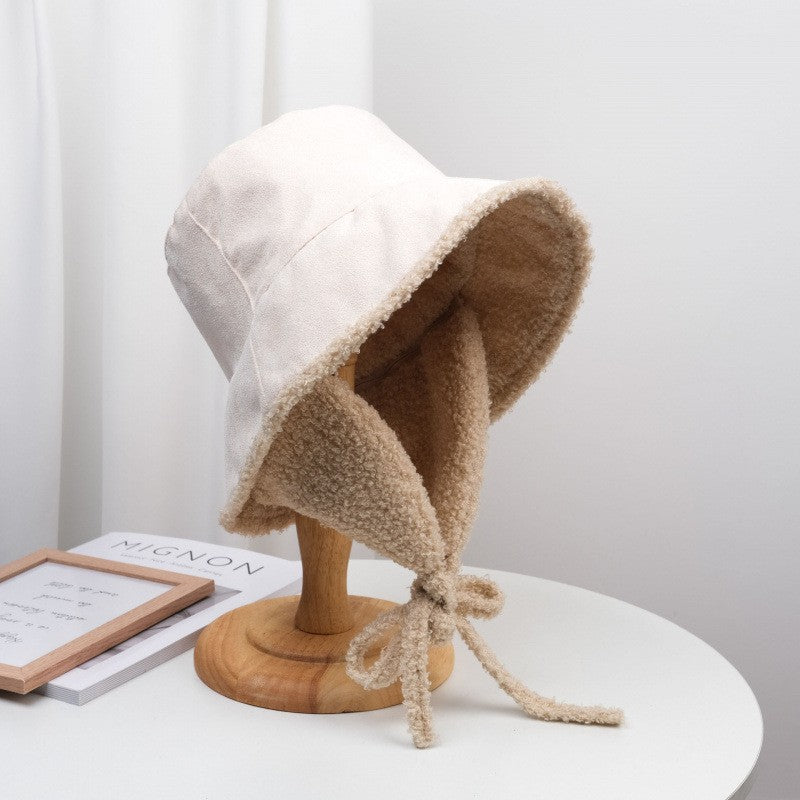 Faux Suede Sherpa Lined Earflap Bucket Hat