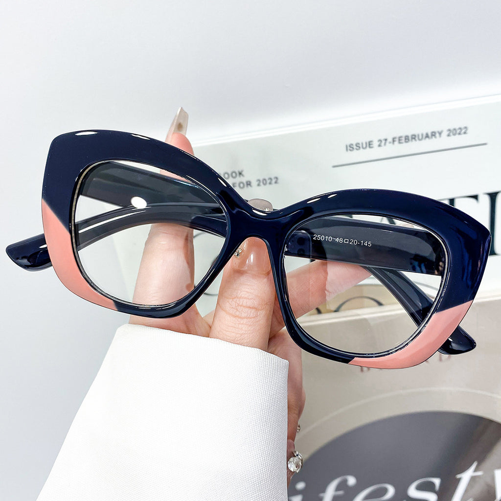 Wide Rim Cat Eye Eyeglasses - DarkBlue