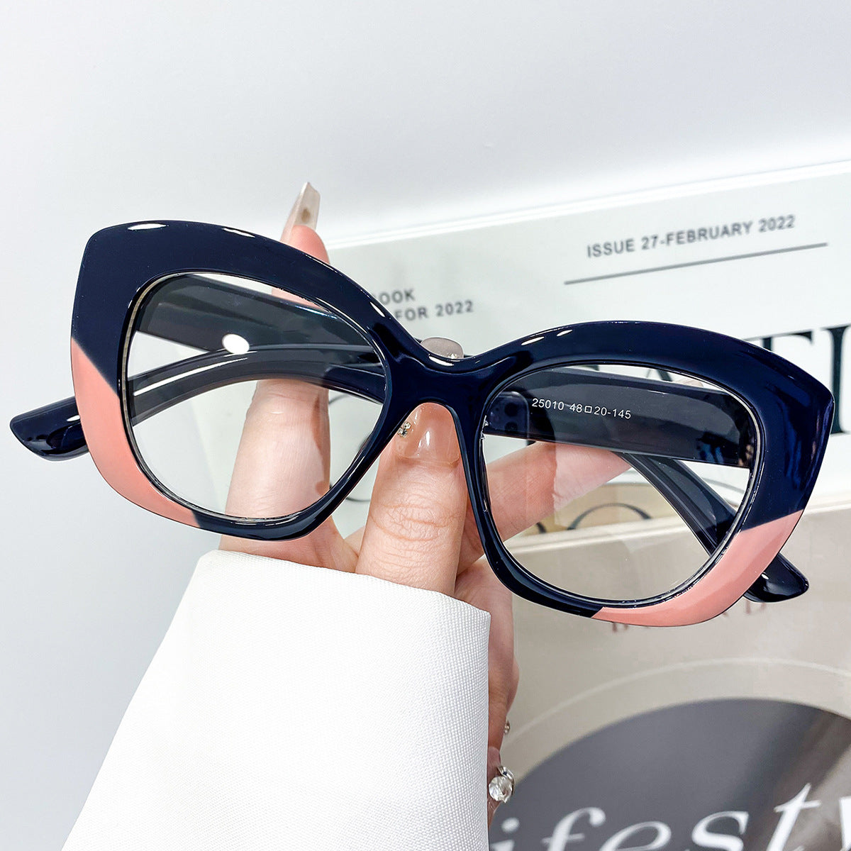 Wide Rim Cat Eye Eyeglasses - DarkBlue
