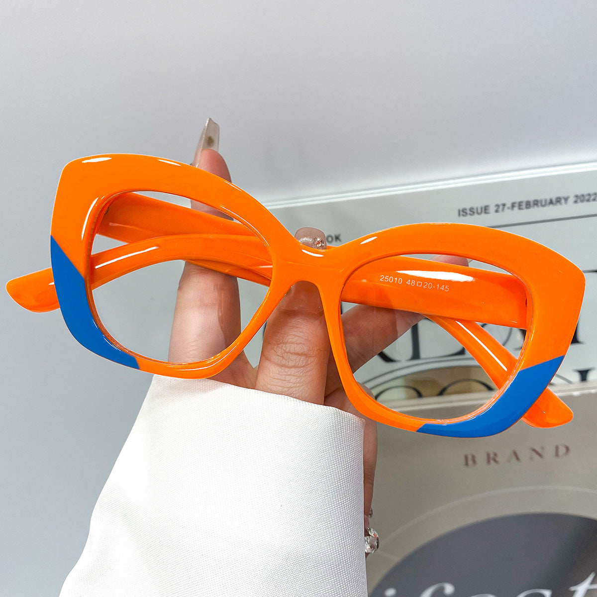Wide Rim Cat Eye Eyeglasses - Orange