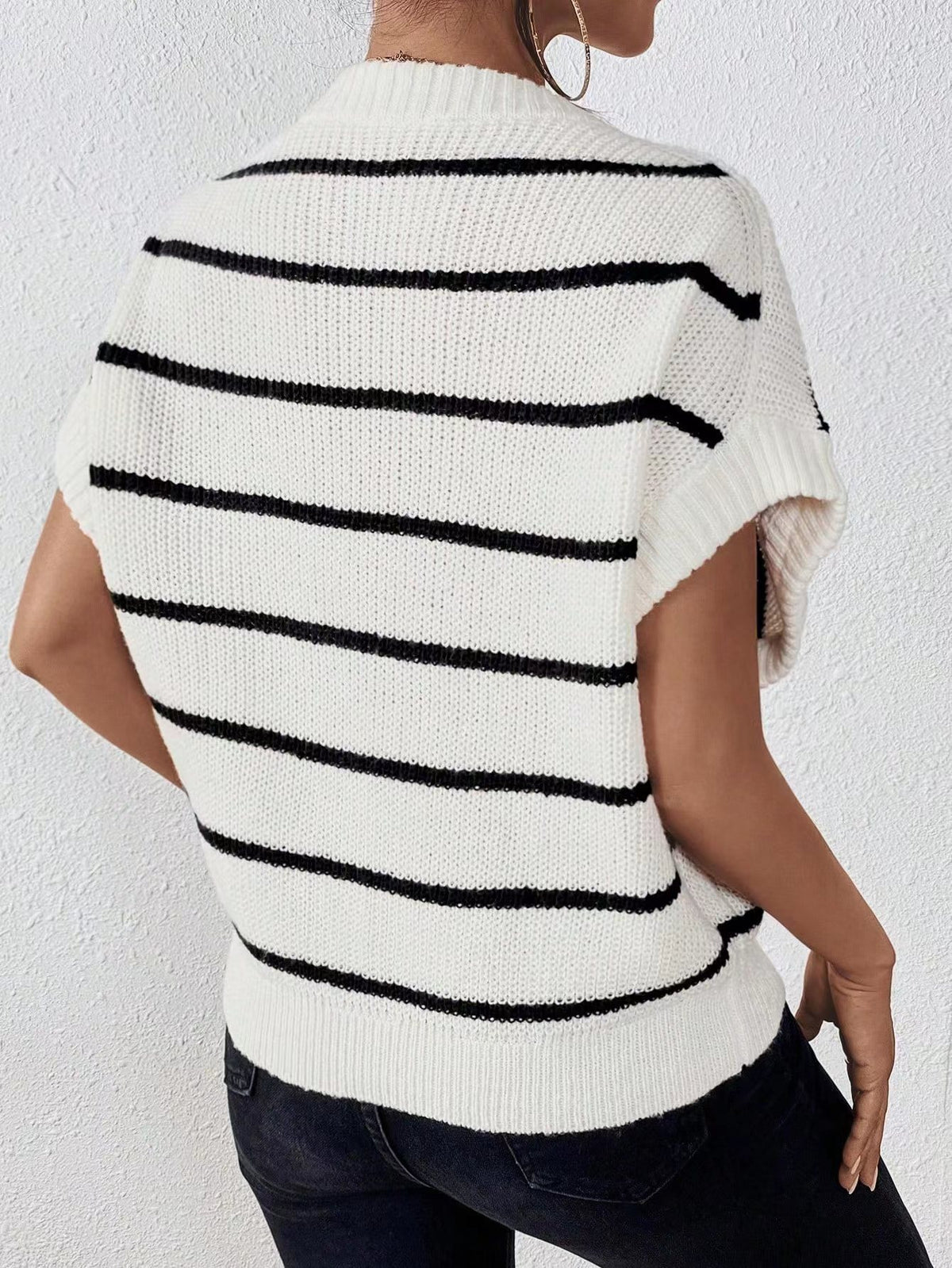 Horizontal Stripe Dolman Sleeve Knit Top - view 2