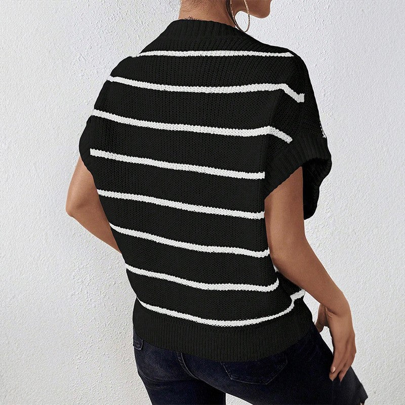 Horizontal Stripe Dolman Sleeve Knit Top - view 4