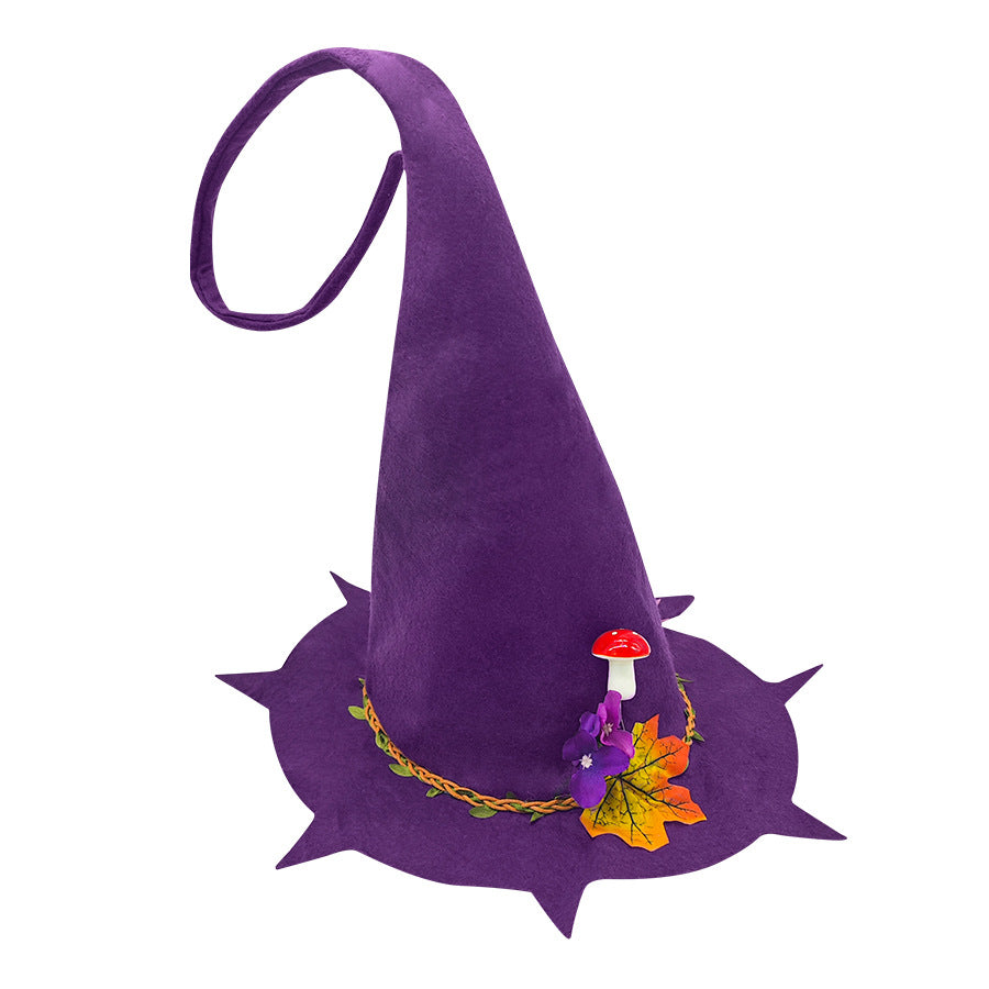 Woodland Mushroom Witch Hat With Leaf Garland - Purple - 5