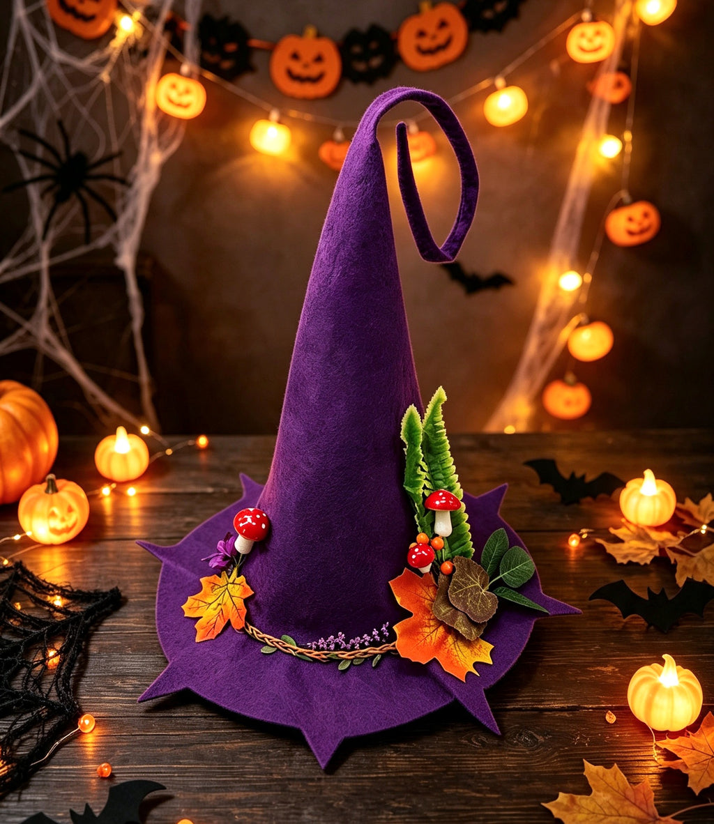 Woodland Mushroom Witch Hat With Leaf Garland