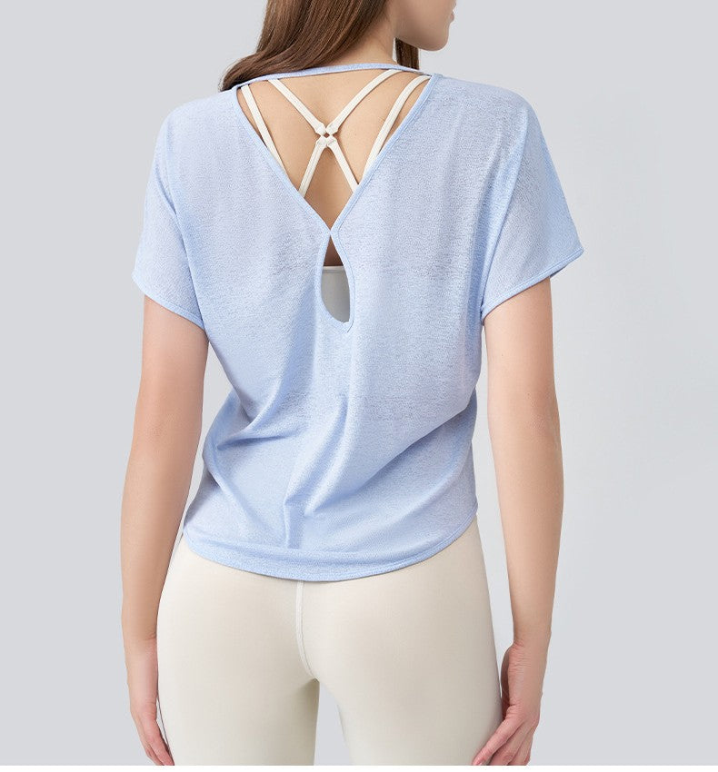 Strappy Cutout Back Short Sleeve Tee