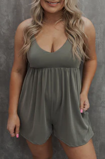 Sleeveless V Neck Babydoll Romper