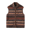 Patterned Sherpa Fleece Zip Up Vest - Color_2