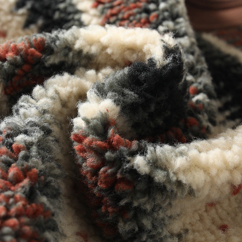 Patterned Sherpa Fleece Zip Up Vest - Color_2 - 3