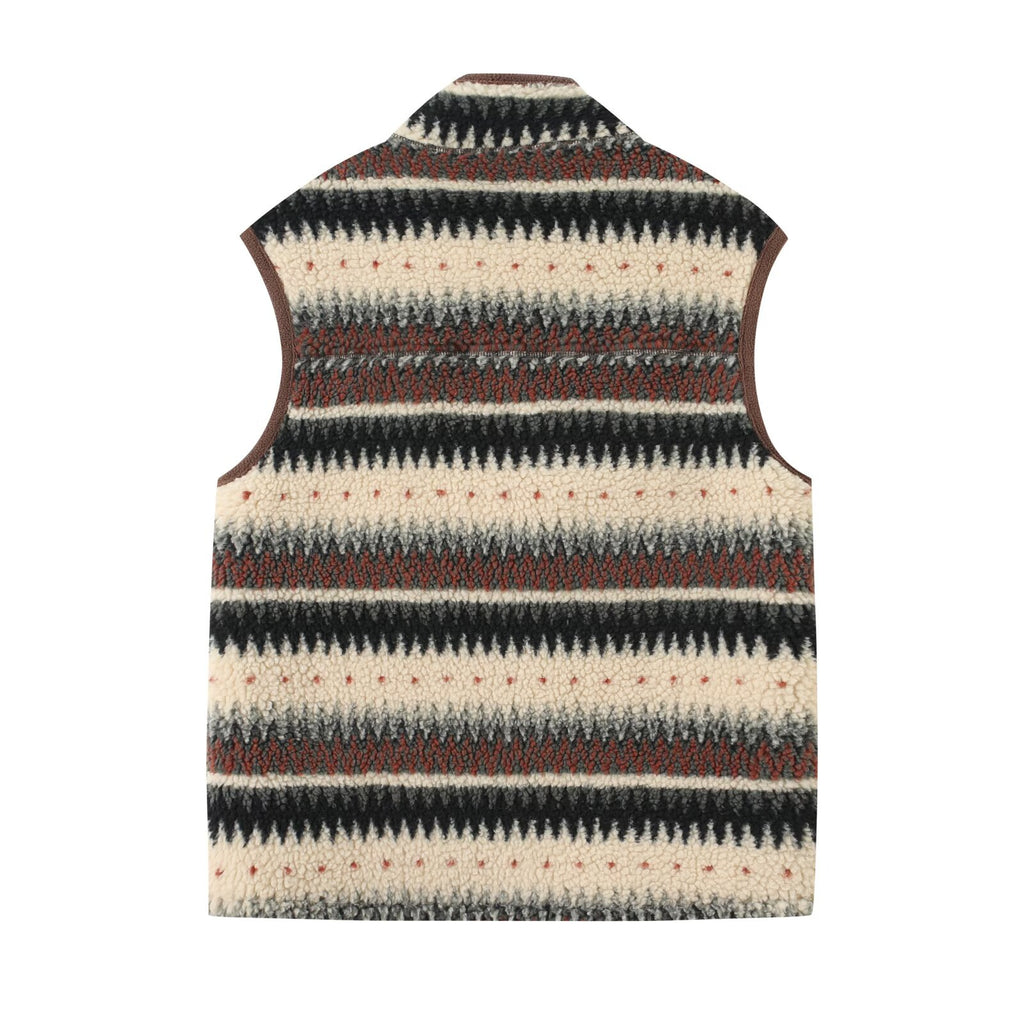 Patterned Sherpa Fleece Zip Up Vest - Color_3 - 1