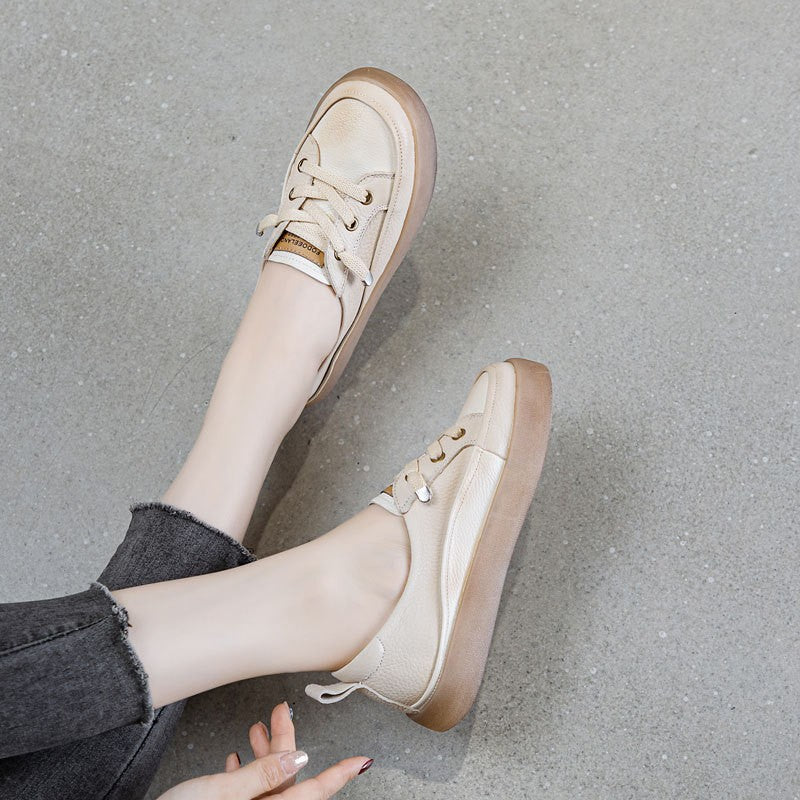 Soft Leather Slip On Platform Sneakers