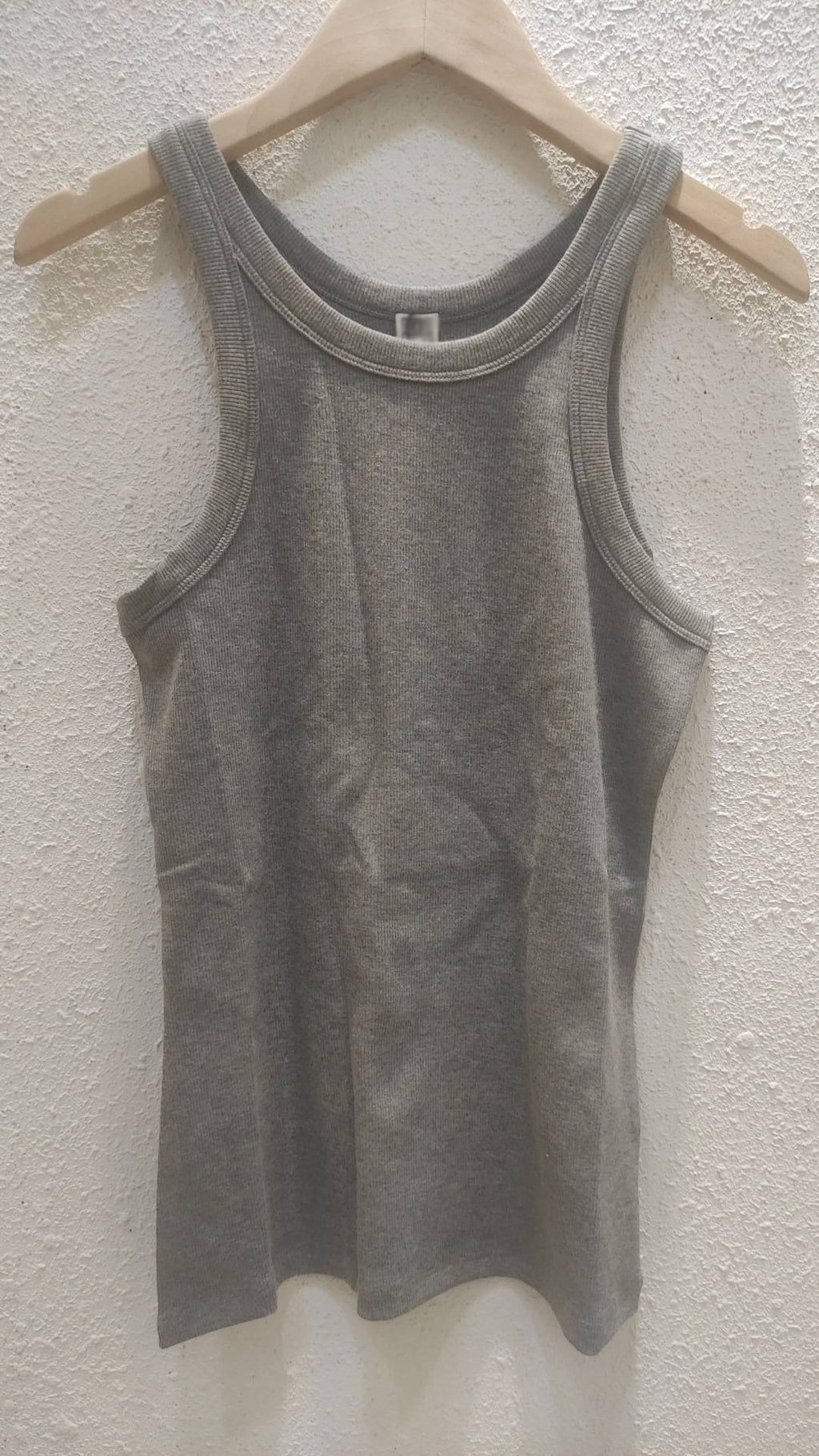 Ribbed Cotton Racerback Tank Top - Dark-Gray