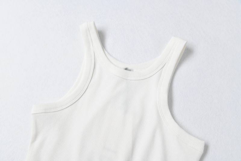 Ribbed Cotton Racerback Tank Top - view 1
