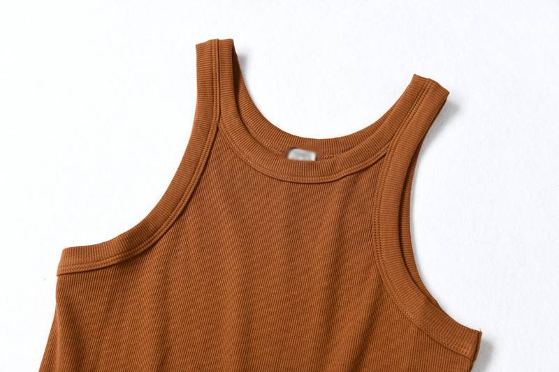Ribbed Cotton Racerback Tank Top - view 2
