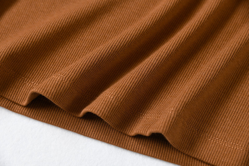 Ribbed Cotton Racerback Tank Top - view 3