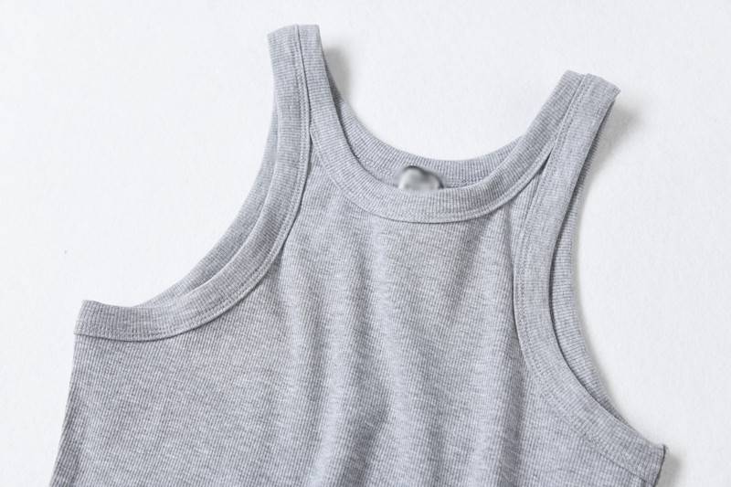 Ribbed Cotton Racerback Tank Top - view 4