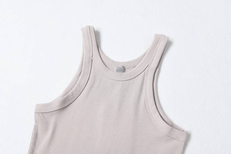Ribbed Cotton Racerback Tank Top - view 5