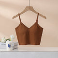 Crisscross Back Cropped Cami With Bra Cups - Caramel