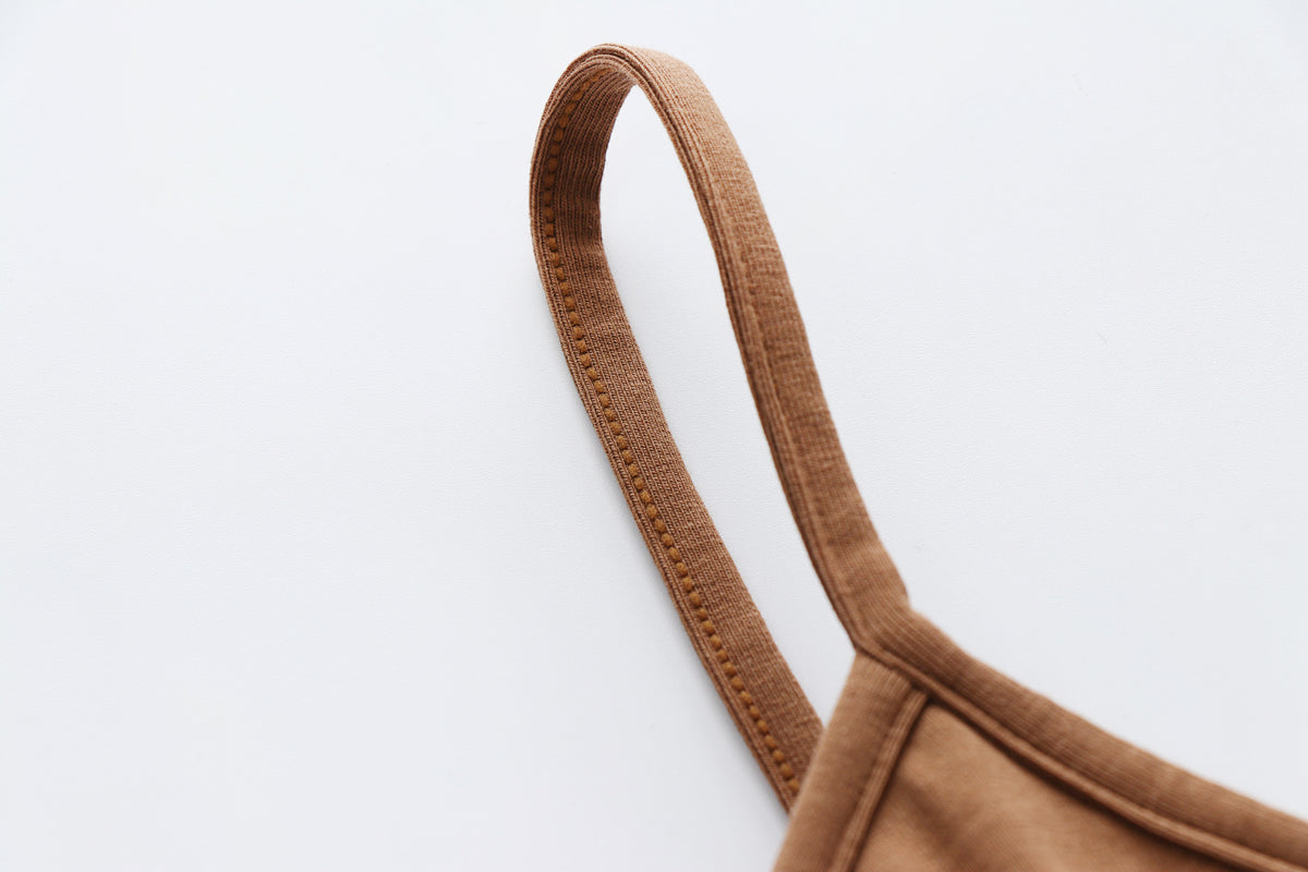 Crisscross Back Cropped Cami With Bra Cups - Caramel - 5